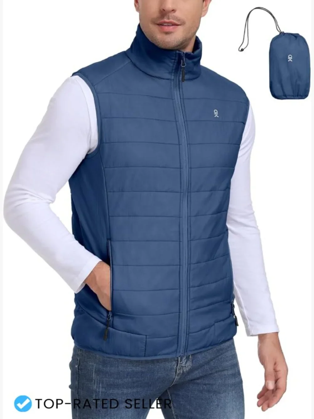 Men's Packable Puffer Vest Water-Resistant Quilted Sleeveless Vest for Travel